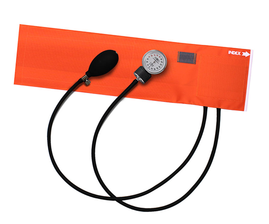 アネロイド血圧計　ラテックスフリー　イージーリリースバルブ　ナイロンカフ・オレンジ