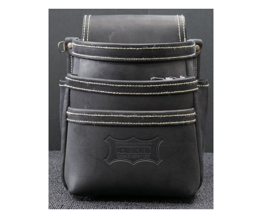 腰袋　3段　最高級硬式グローブ革　ブラック