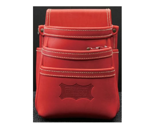 腰袋　3段　最高級硬式グローブ革　レッド