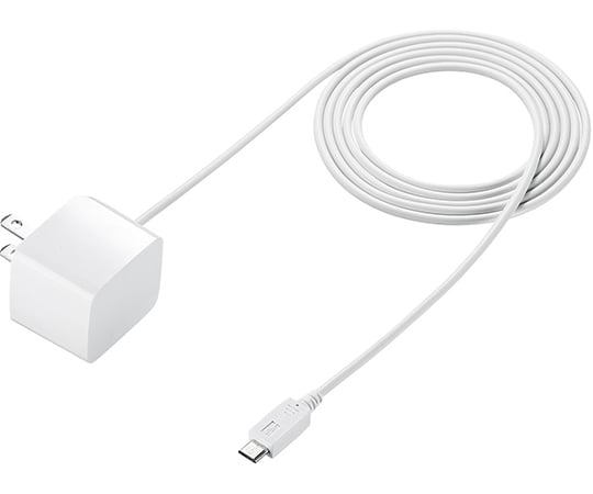 microUSBケーブル一体型AC充電器　2.1A　ホワイト