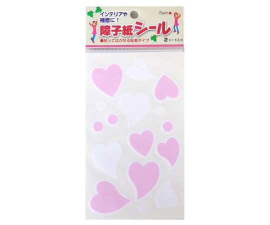障子紙シール　ハート　ピンク　2枚入