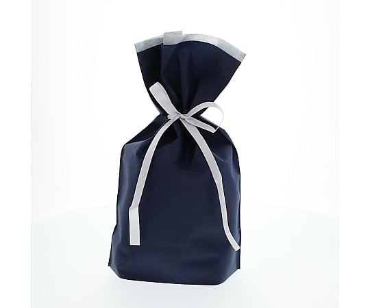 不織布リボン付巾着袋　FK3083　ネイビー　M　10枚