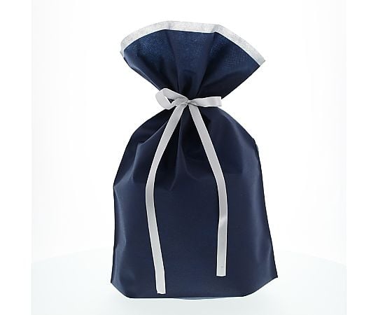 不織布リボン付巾着袋　FK3082　ネイビー　L　10枚