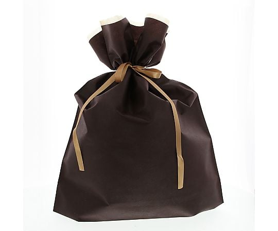 不織布リボン付巾着袋　FK3091　ブラウン　LL　10枚
