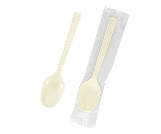 プラスチックスプーン　16cm　単袋　アイボリー　100本