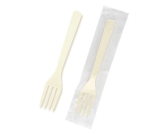 プラスチックフォーク　16cm　単袋　アイボリー　100本