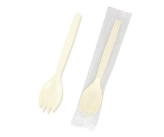 プラスチックフォークスプーン　16cm　単袋　アイボリー　100本