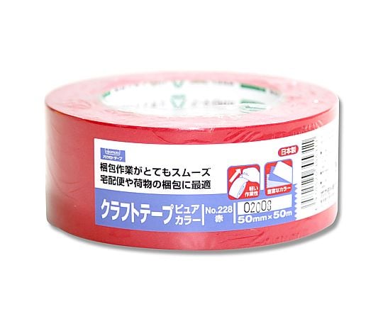 カラークラフトテープ　No.228　アカ　50mm×50m　1巻