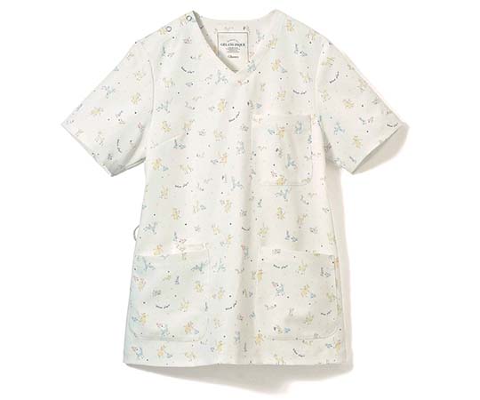 プリントスクラブ　白地×アニマル柄　L