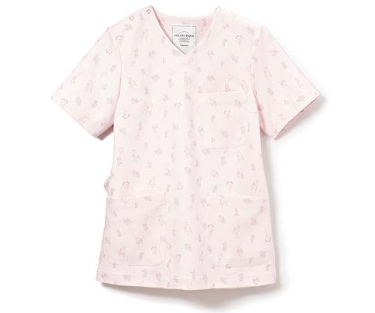 プリントスクラブ　ピンク地×アニマルバルーン柄　EL