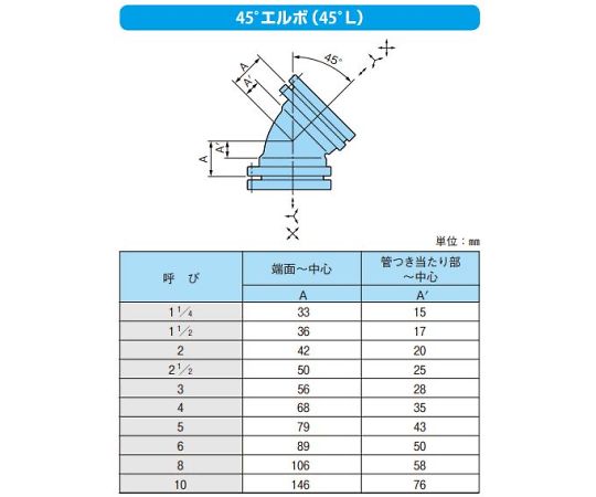 64-1056-27 可とう継手 45°エルボ I-45L-H-150A 【AXEL】 アズワン