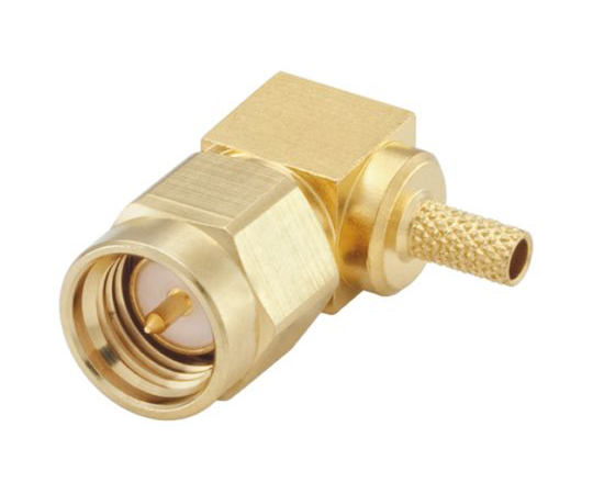 SMAプラグ　ケーブルマウント　プラグ　ライトアングル　圧着