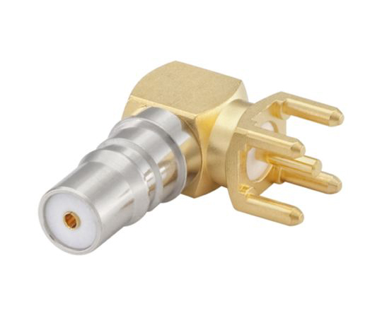 QMAコネクタ　メス　ライトアングル　50Ω　0　→　18GHz　RG174　A/U　RG188　A/U　RG316/U