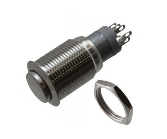 押しボタンスイッチ 3 A モーメンタリ パネルマウント 双極双投(DPDT) 16.2mm