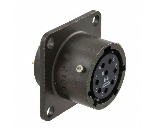 ［Discontinued］Amphenol 97 Series, 3 Way Wall Mount MIL Spec Circular Connector Receptacle, Pin Contacts,Shell Size 10SL, Threaded, 97-3100A-10SL-3P