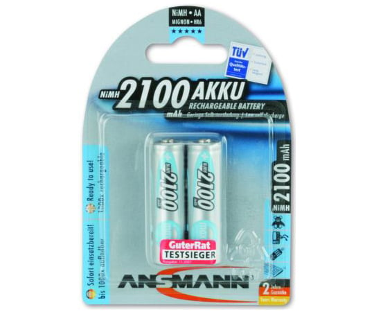 64-1905-89 充電式単三電池 ニッケル水素 1.2V 2100mAh 1袋（2個入） 5030992 【AXEL】 アズワン