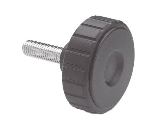 ノブ付ねじ 丸形 M10 x 20 直径：54mm 黒 銀 1袋（5個入）