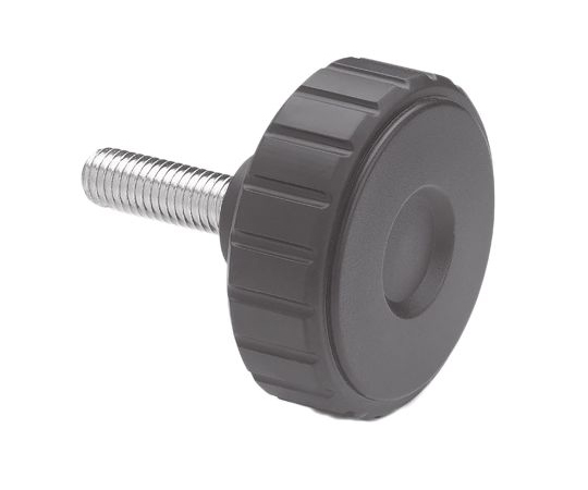 ノブ付ねじ 丸形 M8 x 30 直径：54mm 黒 銀 1袋（5個入）