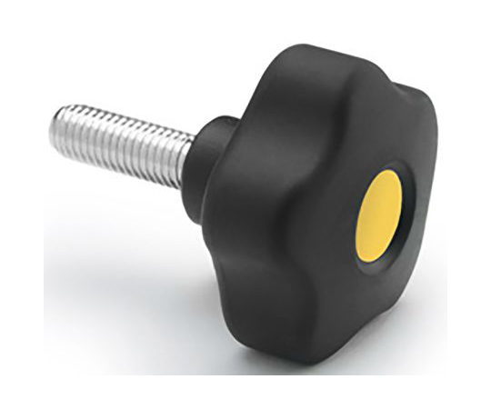 ノブ付ねじ 六角 M8 x 16 直径：43mm 黒 1袋（5個入）