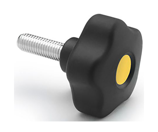 ノブ付ねじ 六角 M8 x 20 直径：43mm 黒 1袋（5個入）