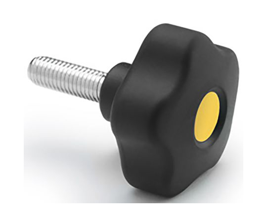 ノブ付ねじ 六角 M8 x 25 直径：43mm 黒 1袋（5個入）