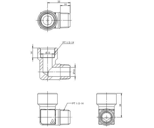 R1/2"xRc1/2" エルボ