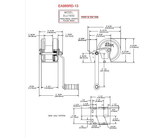 64-2297-82 ハンドウィンチ 862kg EA989RD-13 【AXEL】 アズワン