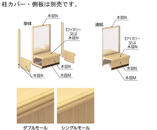 64-2312-15 木目調パン什器EWB片面ボード 間口90 奥行53 高さ150 連結