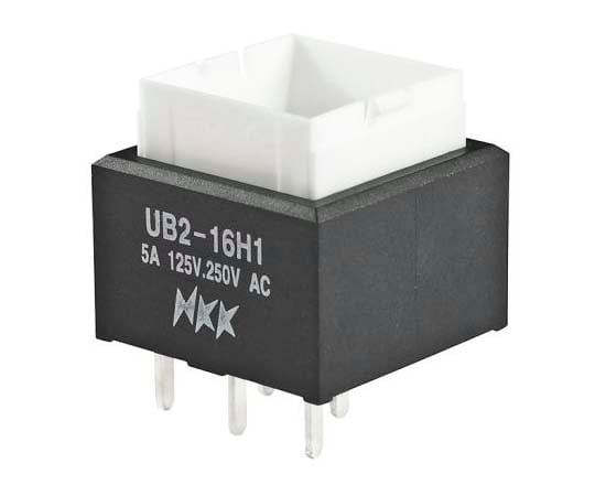 押しボタンスイッチ 5 A On-On スルーホール 緑 単極双投(SPDT)