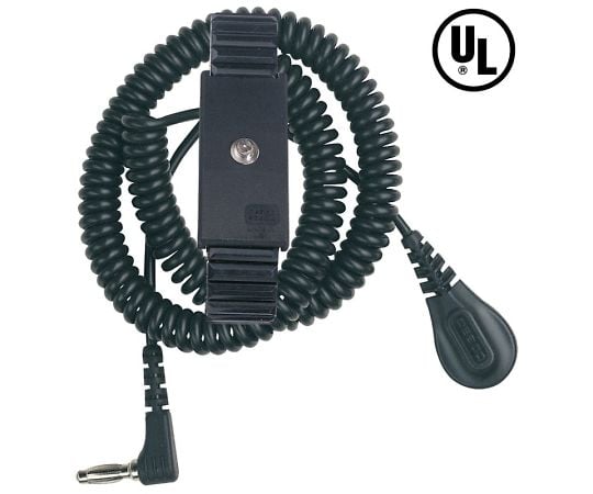 リストストラップ　伸縮性プレミアムメタル　1.83m　L型バナナジャック　4mm