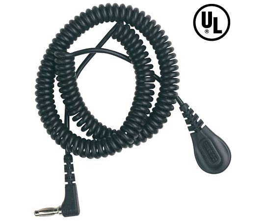 コード　コイル式　バナナジャック　黒　PVC　1.83m　L型バナナジャック　4mm　1mΩ