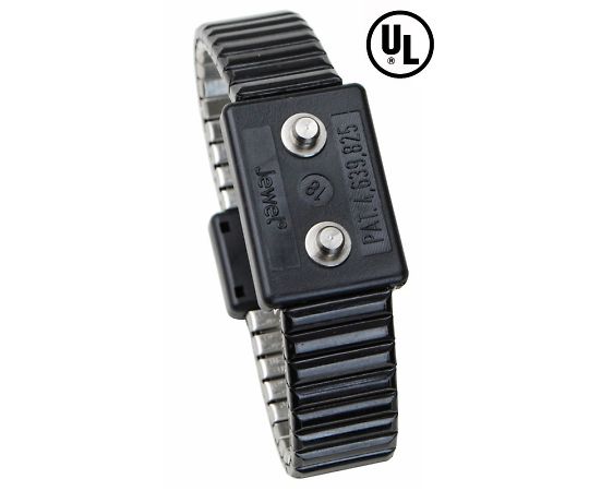 リストバンド　JEWEL　伸縮金属バンド　Mサイズ　2線方式　黒　4mm