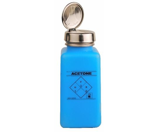 静電気拡散性ボトル　青色　ワンタッチ　「ACETONE」の印刷　HDPE