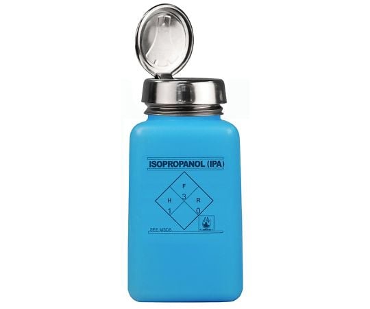 静電気拡散性ボトル　青色　ワンタッチ　HDPE　「IPA」の印刷