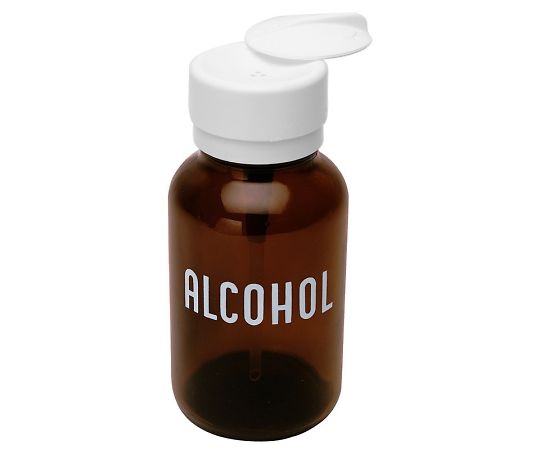 ディスペンサー LASTING-TOUCH ガラス製 丸ビン ALCOHOLの印刷 35608