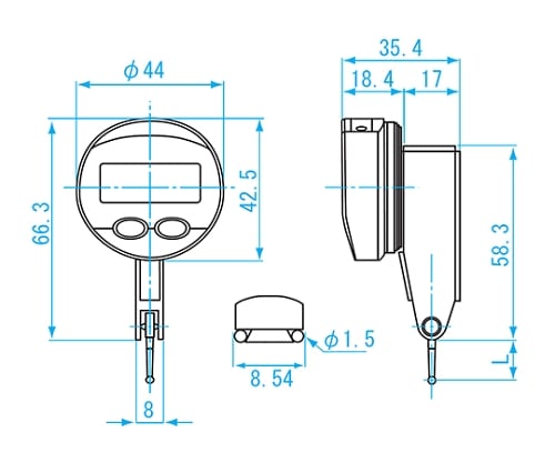 デジタルSラインテストインジケータ　0-0.5mm　一般校正付　DET-234S2