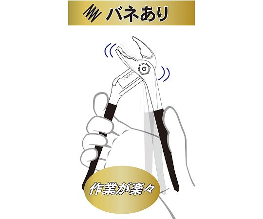ウォーターポンププライヤー（黒金・バネ付・ドライバー付）　254mm