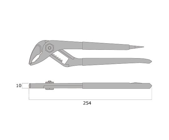ウォーターポンププライヤー（黒金・バネ付・ドライバー付）　254mm