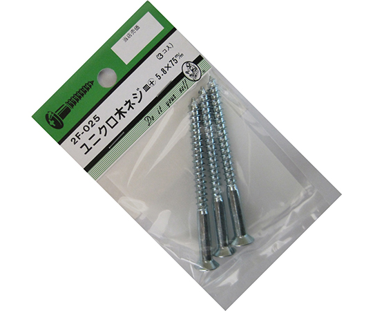 ユニクロ木ネジ　皿+　5.8×75mm　3個入