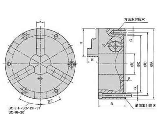 億川鉄工所 スクロールチャック 1台 SC - 設備