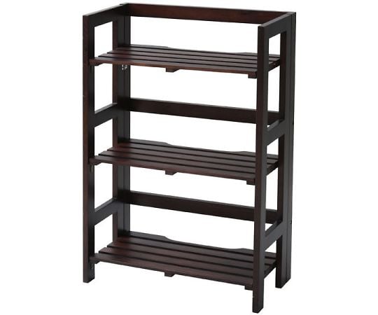 天然木　折りたたみラック　3段　ダークブラウン