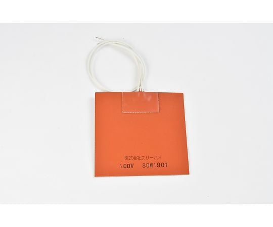 シリコンラバーヒーター100V　80W　100mm×100mm　リード線300mm