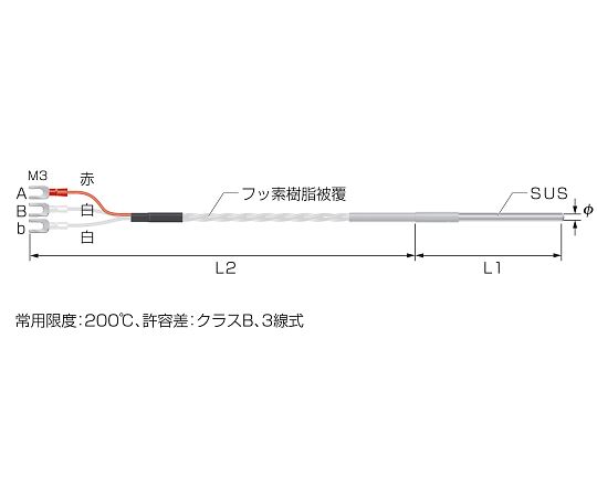 64-3426-46 白金測温抵抗体【Pt100Ω】シースタイプ（クラスB フッ素