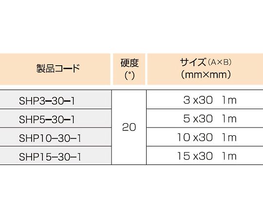 シリコンスポンジ角紐　（両面テープ剥離紙付）　10mm×30mm　1m　SHP10-30-1