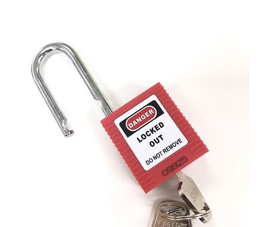 64-3726-04 ロックアウト用パドロック（赤） 吊 38mmタイプ 14657-1