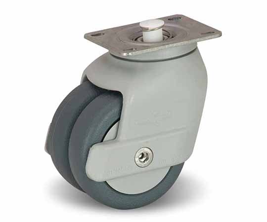 デザインキャスター　双輪ダブルホイールφ75　プレート式　ボタンロック