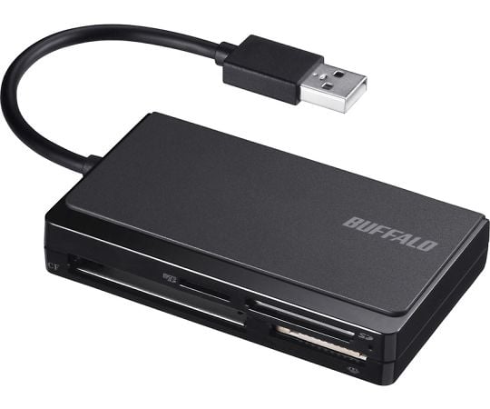 USB2.0　マルチカードリーダー　ケーブル収納モデル　ブラック