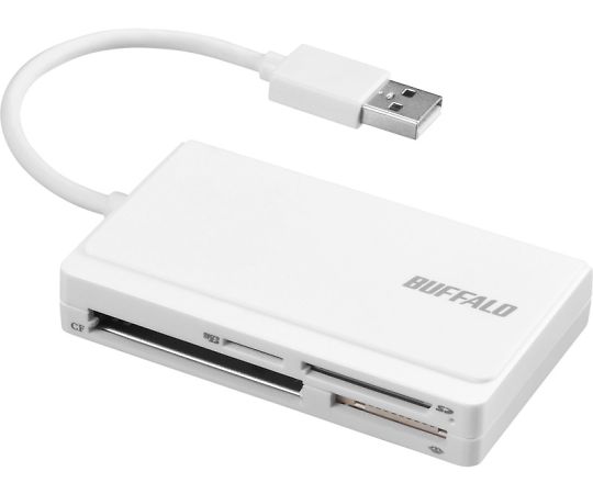 USB2.0　マルチカードリーダー　ケーブル収納モデル　ホワイト