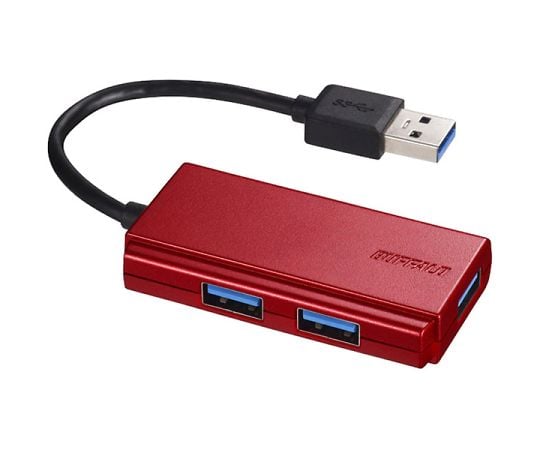 USB3.0　バスパワー　3ポート　ハブ　レッド