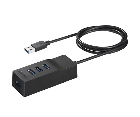 USB3.0　上挿し　4ポートセルフパワーハブ　マグネット付き　ブラック